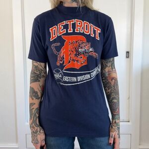 Vintage 1984 Detroit Tigers Artex T-Shirt Mens Medium 80s MLB Division Champs
